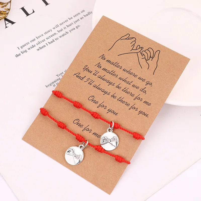 Lucky 7 Knot Red String Pinky Swear Promise Couple Bracelets Adjustable Lover Friendship Thread Protection Cord Macrame Bracelet