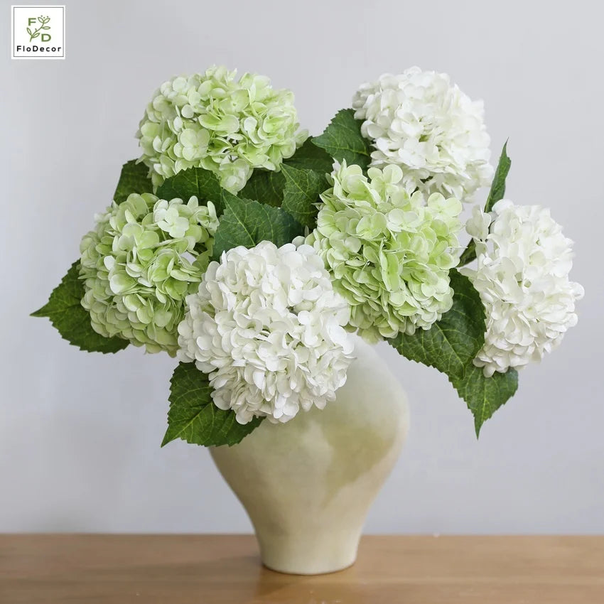 High Quality Artificial Latex Hydrangea Flower Real Touch for Party Hotel Wedding Table Decorative Flowers Blue White Pink