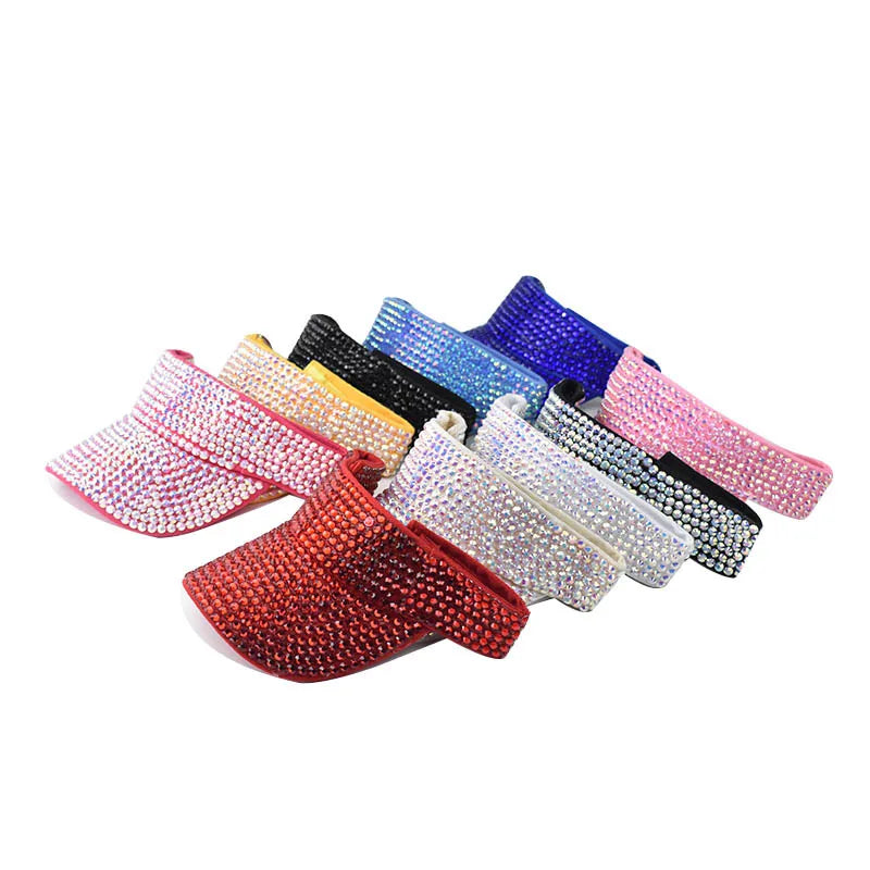 Fashion Diamond Sun Visor Hat Rhinestone Outdoor Cycling Hat Women Sports Sunshades Hats