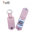 Topjlh Wholesale Sublimation Mini PU Leather Photo Keychain Customized Printed Key Holder Luxury Gift for Anniversaries