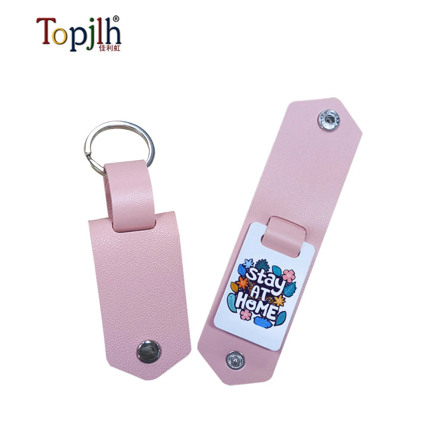 Topjlh Wholesale Sublimation Mini PU Leather Photo Keychain Customized Printed Key Holder Luxury Gift for Anniversaries