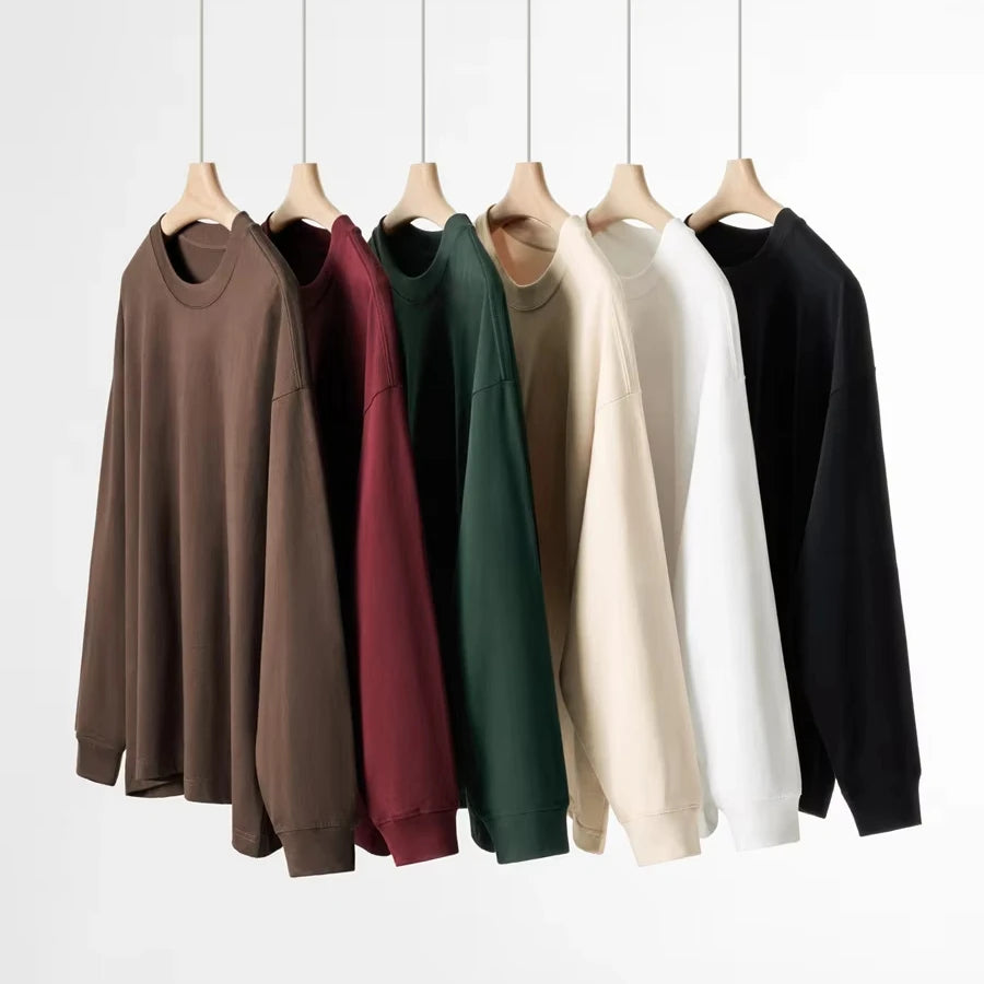 Wholesale Custom 100% Cotton T-shirt 300gsm Unisex Long Sleeve Tshirts