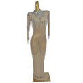 Luxury See Through Prom Pageant Diamond Dress Lady Tassel Dinner Gown Women Evening Long Dress Floor Length Cocktail Party Dress