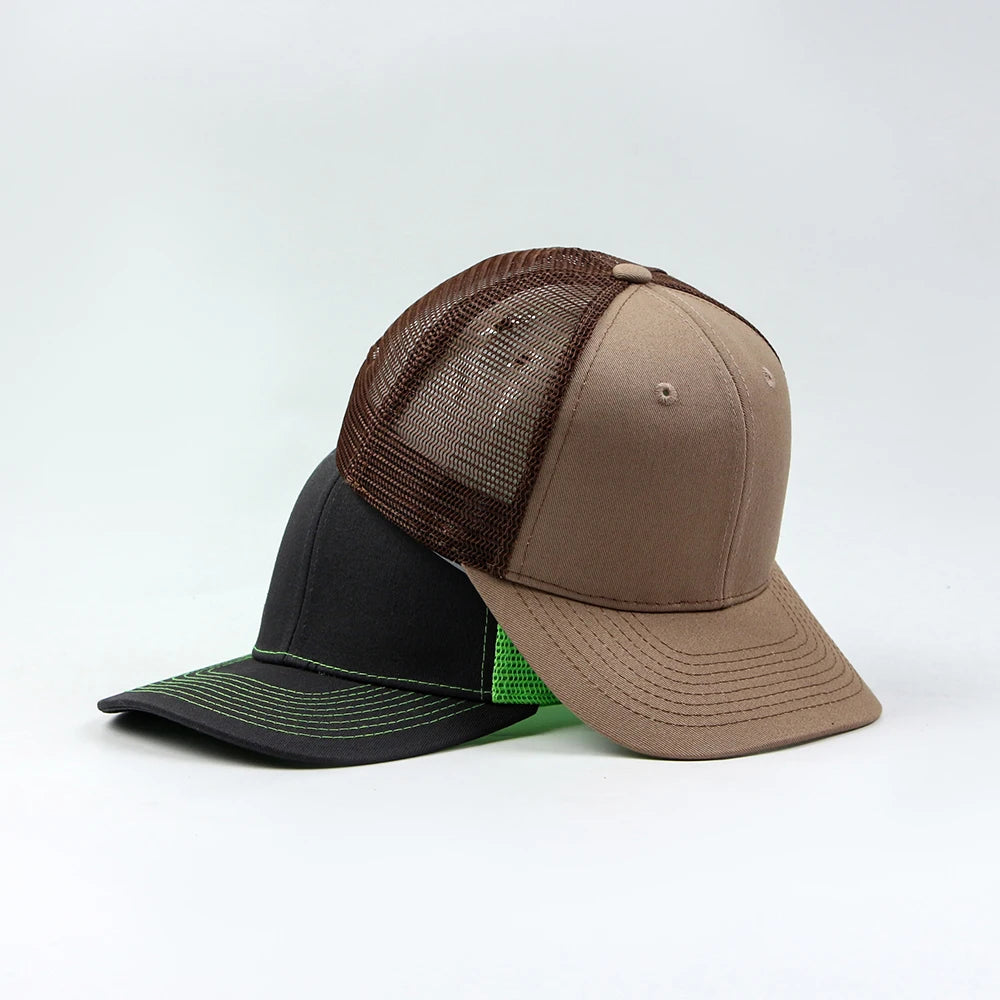Wholesale Two Town Light Curved Brim Baseball Cap Driver's Cap Summer Mesh Hats Custom Trucker Cap Unisex