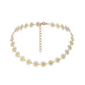 DAIHE 2024 Summer Boho Daisy Chain Necklace Flower Clavicle Chain Necklace Choker
