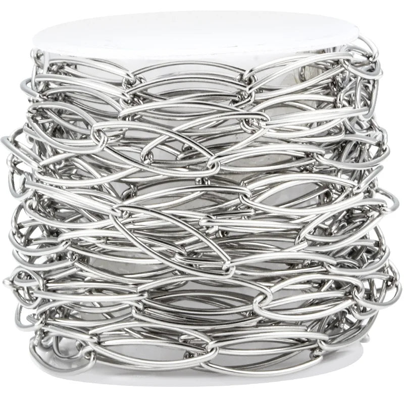 Manufacturer Stainless Steel Pointed Oval Ponytail Chain Link for DIY Necklace Bracelets Jewelry Making Accessories
