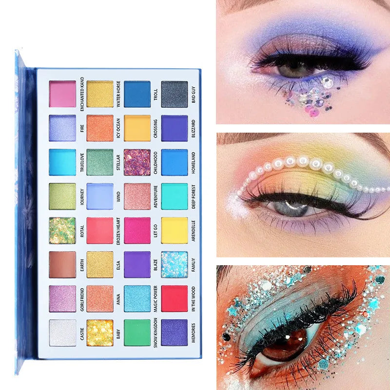 32 Color Matte Shimmer Eyeshadow Palette Label Makeup Glitter High Pigmented Sequin Eyeshadow