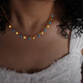 Bohemia Europe 18K Gold Plated Stainless Steel Blue Enamel Star Tassel Necklace Fashionable No Fade Chains for Women and Girls