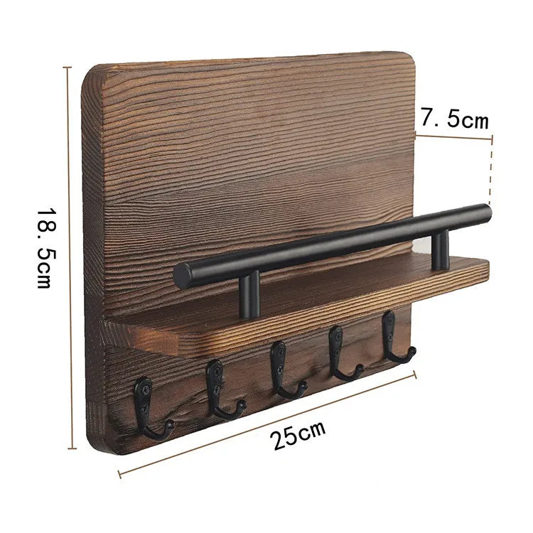 Rustic Pine Wooden Wood Wall Shelf Mail Holder Wall Mount Mail and Key Holder for Wall