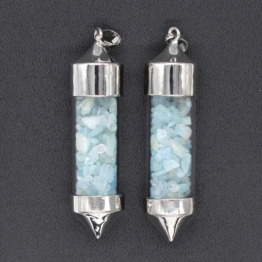 Hongzhuo Accessories Natural Amazonite Gravel Bullet-shaped Wishing Bottle Spirit Pendulum Drifting Bottle Pendant Jewelry