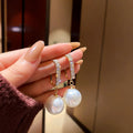 18k Gold Plated Crystal Cz Imitation Pearl Stud Earrings Bling Bling Zircon Pearl Drop Earrings