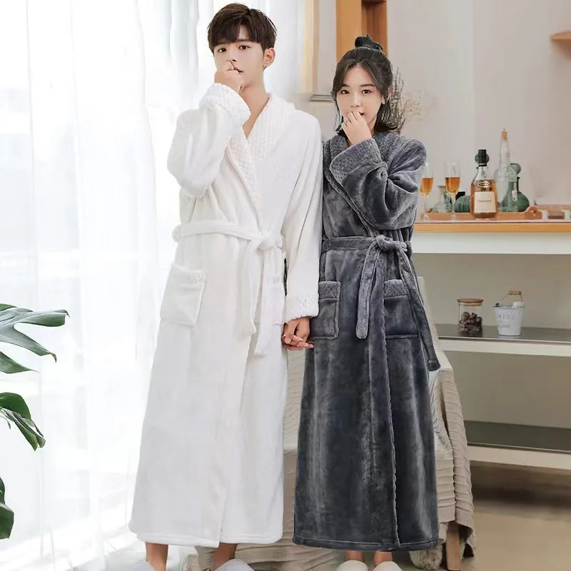 China Manufacturer Flannel Fleece Sleepwear Soft Thicken Bathrobe Warm Pajamas Man Male Nightwear Bath Robe After Bath Shower
