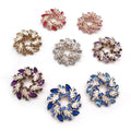 Wholesale Gold Metal Rhinestone Brooch Wreath Shape Rhinestone Bridal Brooch Pin for Wedding Decoration