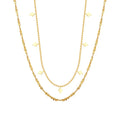 18K Gold Plated Stainless Steel S Shiny Chain Geometric Diamond Shape Double Layered Necklace