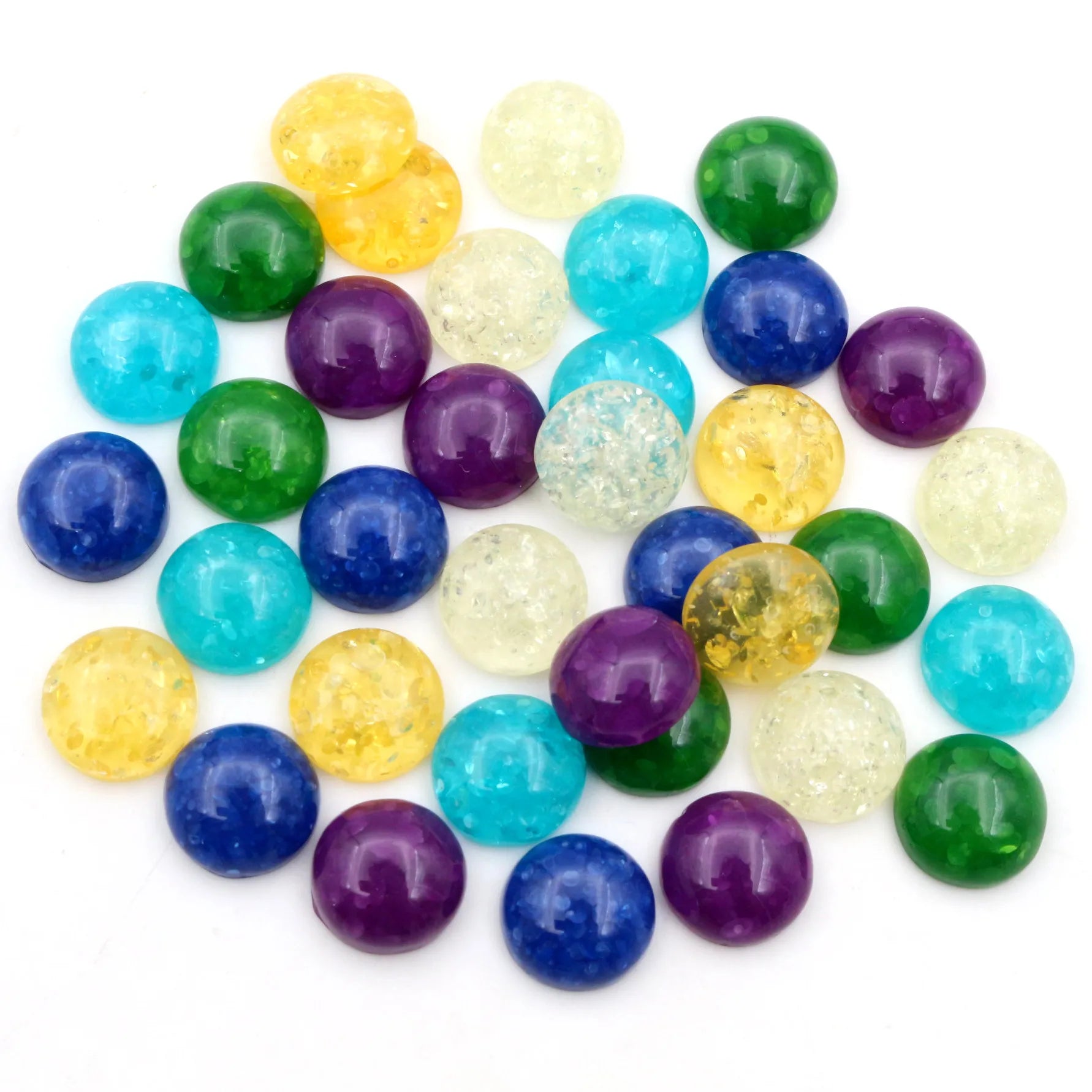 Fashion 40pcs 12mm Mixed Color Flat Back Resin Cabochons Cameo Dome DIY Jewelry Making Findings Supplies
