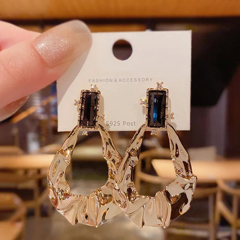 Minimalist S925 Silver Needle Earrings Irregular Shape Earring Twisted Stud Earrings for Women