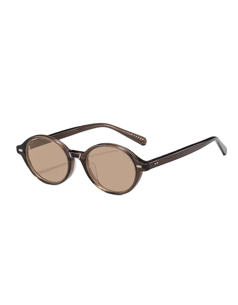 High-grade Nylon Lenses Ultra-light Acetate Vintage Oval Frame Sunglasses