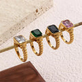 DAIHE Ins Style Luxury Zircon Ring 18k Gold-plated Titanium Steel Ring Jewelry for Women