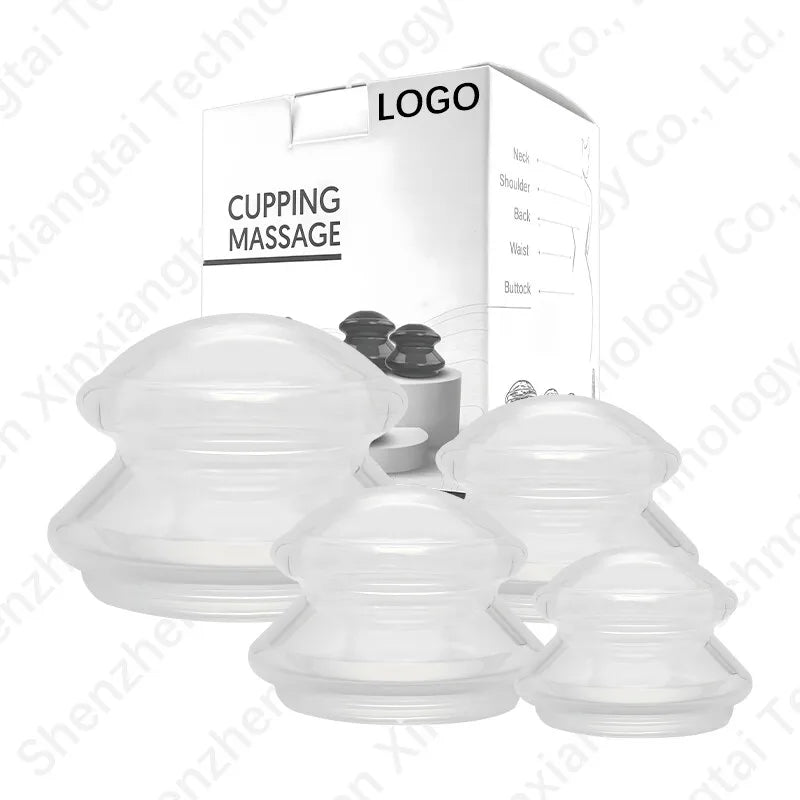 Chinese Hot Silicone Rubber Vacuum Cupping Massage Back Gua Sha Ventosas Suction Anti-Cellulite Skin Lift Physiotherapy Jars Set
