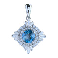 Factory Wholesale Rhodium Plated 925 Sterling Silver Round Cut Natural London Blue Topaz Pendant for Women Anniversary Gift
