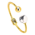 Trendy 18K Gold Plated Metal Ball Bracelet Customizable Stainless Steel Fashion Cuff Bangle Women Women's Gold Plated Metal Ball