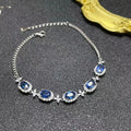 Hot Sale Korean 925 Sterling Silver Natural Sapphire Bracelet for Women Simple Style Non-Tarnish Rhodium Plated for Party Gift