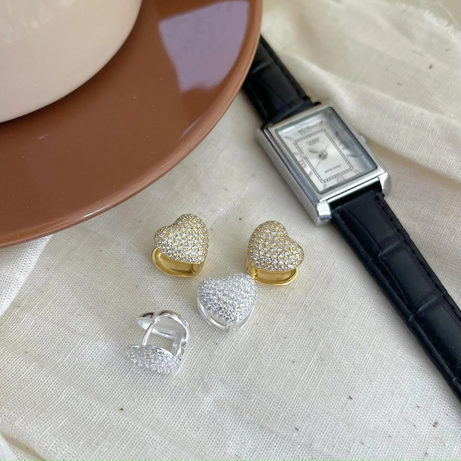 PavÃ©-Sweetheart Huggie Hoops Fully Set with Brilliant CZ Stones a Dazzling Lock of Love Hypoallergenic & Comfort-Fit Luxury