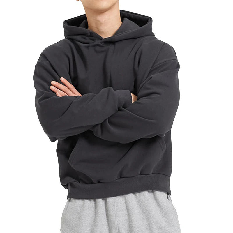 Oversized Cotton 500 350gsm  Cropped Hoodie Boxy Fit Mens Hoodies Unisex French Terry Blank Heavyweight Hoodies Manufacturers