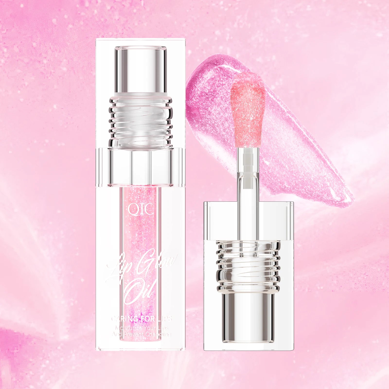 Custom LOGO Moisturizing Color Changing Lip Oil Makeup Shimmer Pink Lip Plumper Gloss