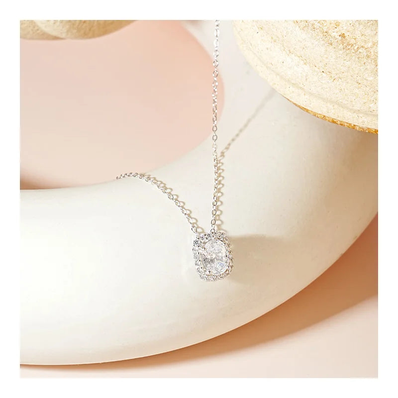 Free Video and Picture S925 Sterling Silver Necklace Sparkly White Zircon
