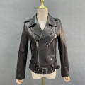 Punk Women's Cropped Biker Rock Motorcycle Sheepskin Leather Jacket Coat Leather Suit Zipper Jacket
