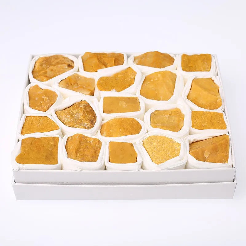 HZ Hot Sale Natural Healing Crystal Yellow Aventurine Mineral Specimen Stones Gift Set with Box