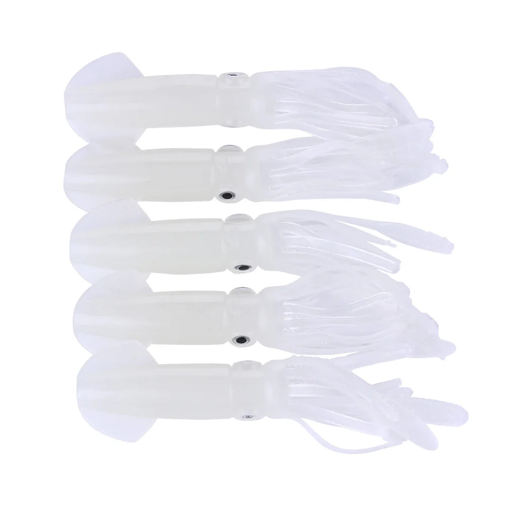 Hengjia 5pcs/bag Soft Octopus Lure Bionic Bait Built-in CPT 10cm 8g Luminous Soft Octopus Glow in Dark Fish Fishing Lures