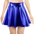 Wholesale Girls Latex Blue Dancing Mini Skater Skirts Stretchy A-line Umbrella Full Flared Skirt for Ladies