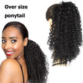 Synthetic Kinky Ponytail Hair Extensions for Women Big Size Long Curly Black Ponytail Clip High Temperature Fiber Material