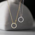 Fashion Pendant Necklace 925 Sterling Silver Zircon Necklace Two Double Round Circle Charm Gold Plated Necklaces for Women