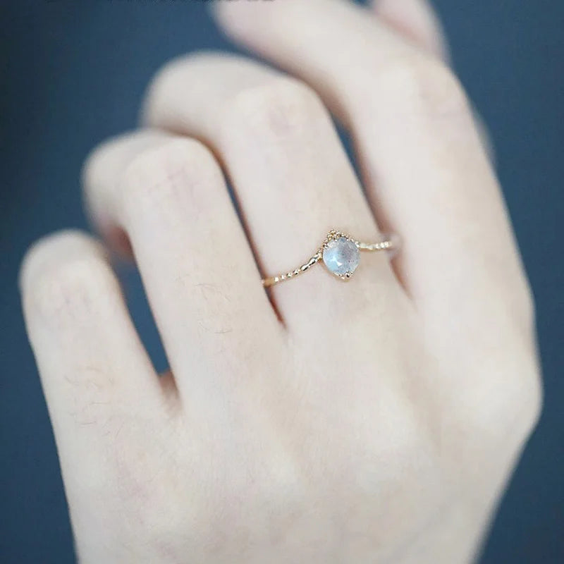 Natura Labradorite Ring for Women Gemstone Rings 925 Sterling Silver Gold Vermeil Jewelry Wedding Engagement Ring LAMOON