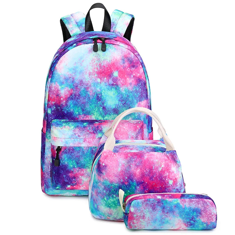 2025 Latest School Bags for Boys and Girls Set Galaxy Printed School Bags Lunch Bags Backpack School Women's Backpacks