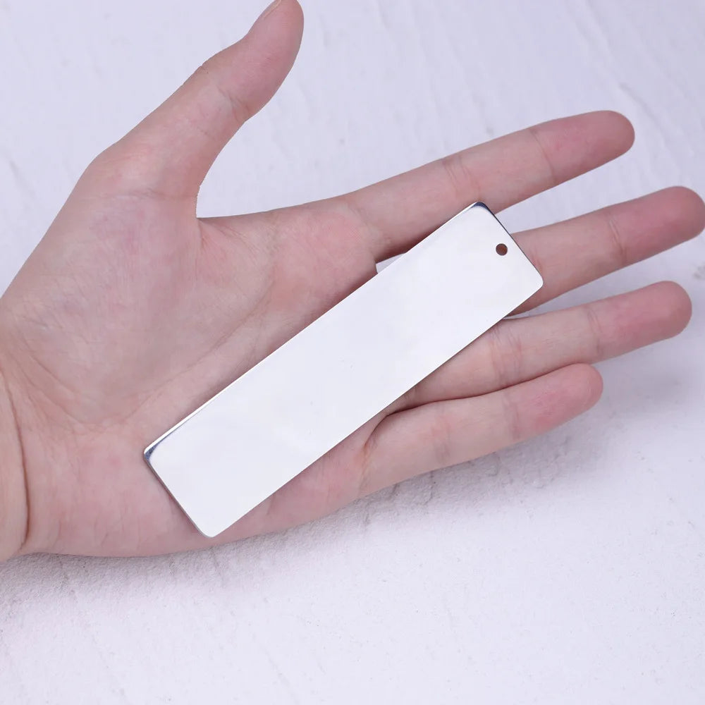Customized Rectangular Shaped Polish Stainless Steel Metal Sheet Engraved Square Pendant for Kids DIY Engraving