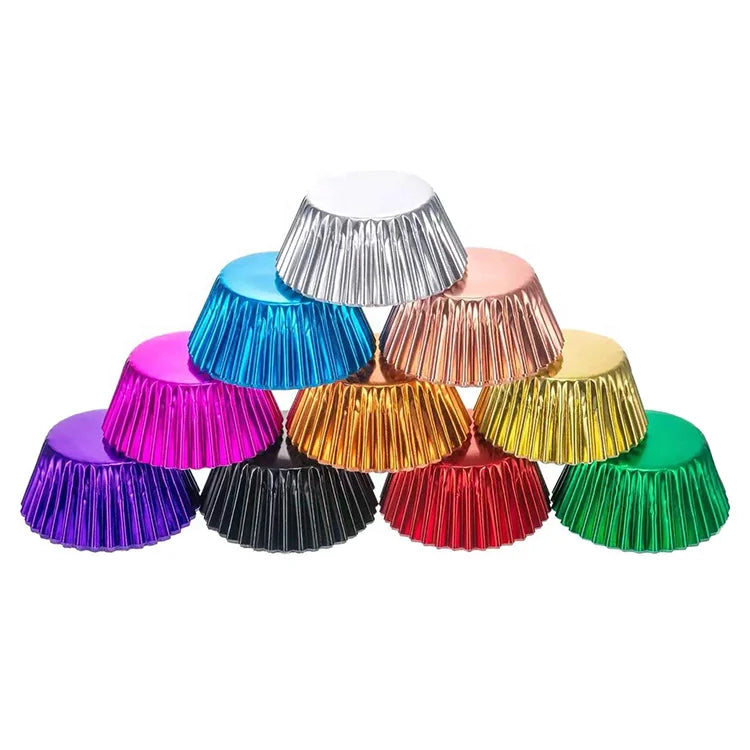 100pcs/roll Aluminum Foil Thicken Cake Mold Baking Muffin Cups Cupcake Liners