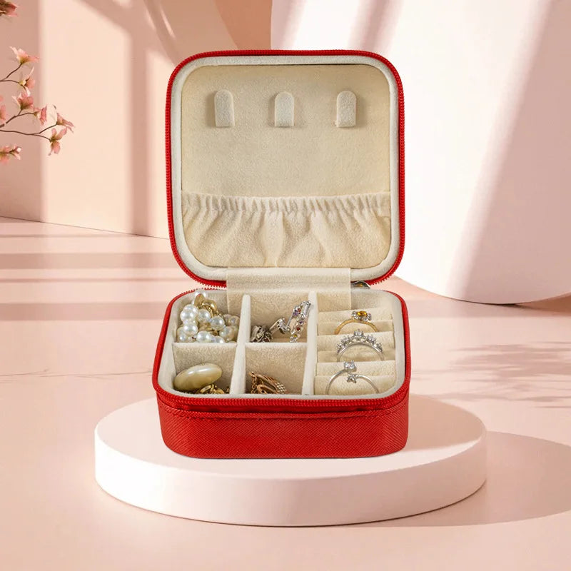 Burgundy Jewelry Box Packaging Cute Travel Organizer Storage case Protective Jewelry Box in Stock