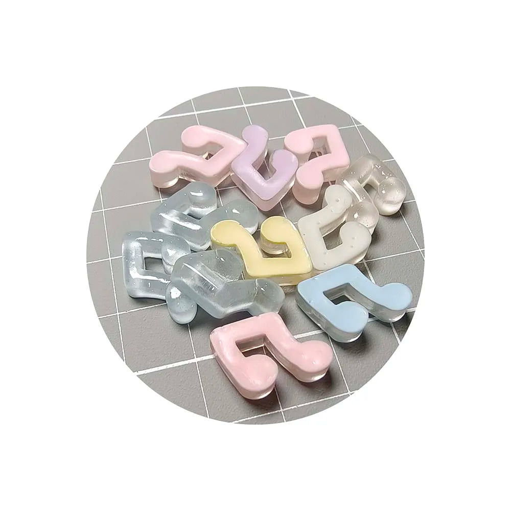 Cute Luminous Resin Musical Note Charms Mixed Colors Flat Back Pendant Jewelry Making Accessory Table Decor