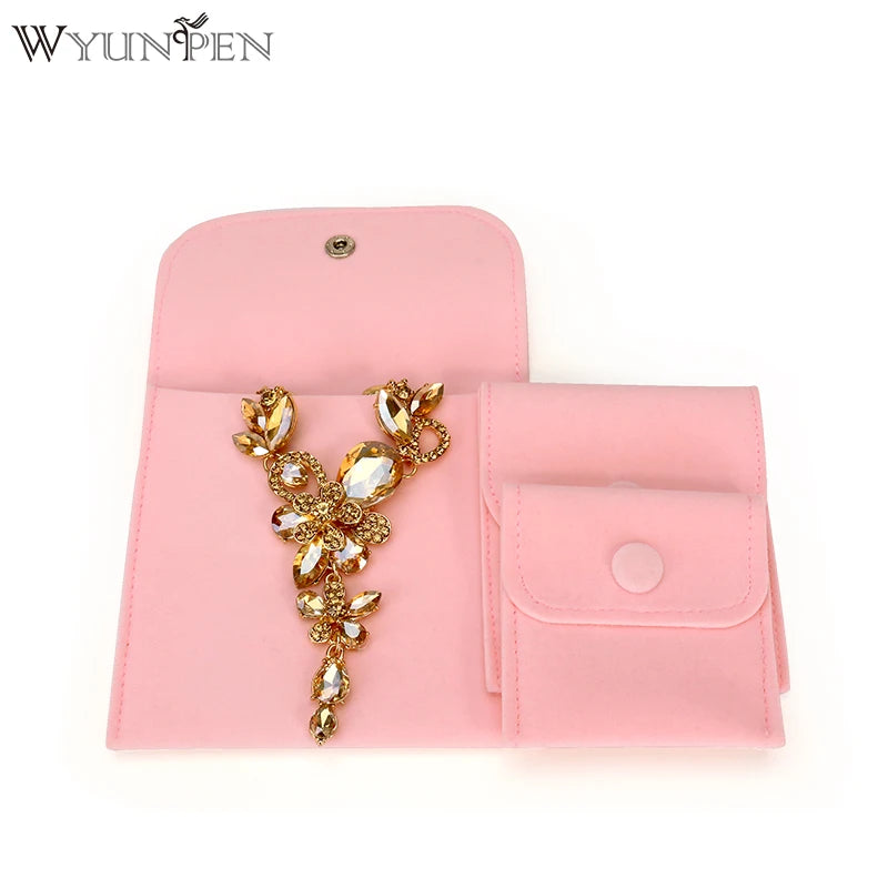 WYP Customized Logo&colour Pink Jewelry Bag Storage Mini Velvet Packing Jewelry Pouch Boxes