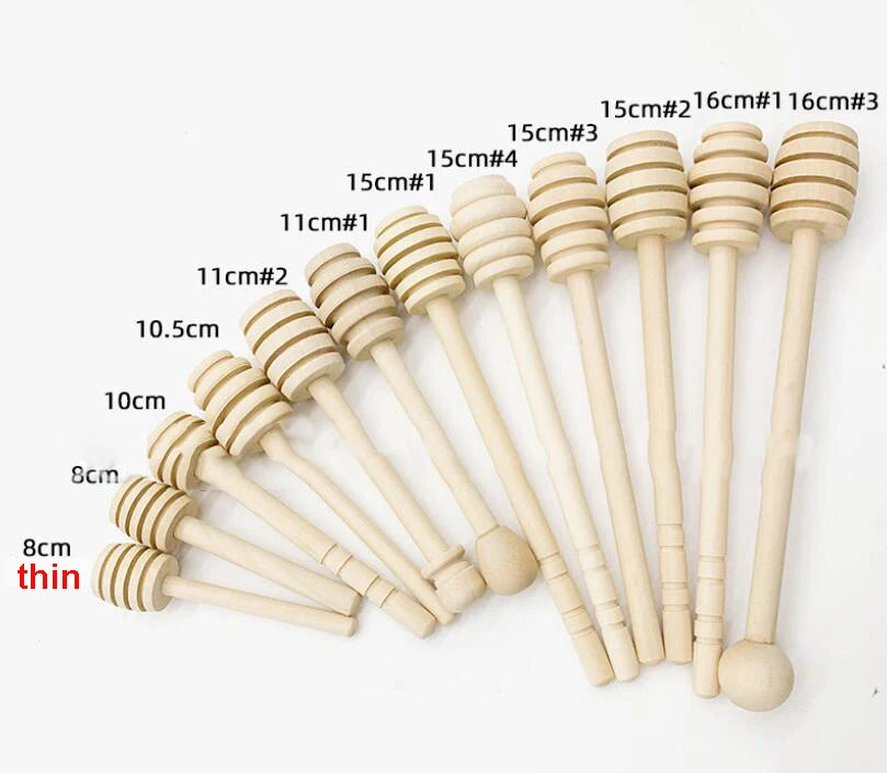 2023 Hot Selling Wholesale Eco Friendly Different Size Wooden Honey Comb Stick Scoop Mixing Sticks Natural Wood Honey Dipper