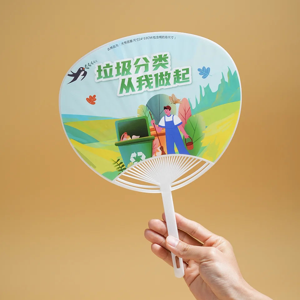 2025 Popular Customized Plastic Hand Fans with OEM Logo Printing Personalised Advertising PP Hand Fans