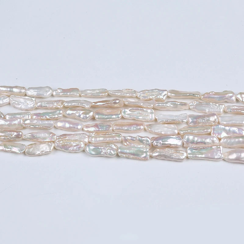 2023 Hot Wholesale Natural Read White Long Through Drilled Freshwater Pearl Biwa Beads AAAA Grade 20mm