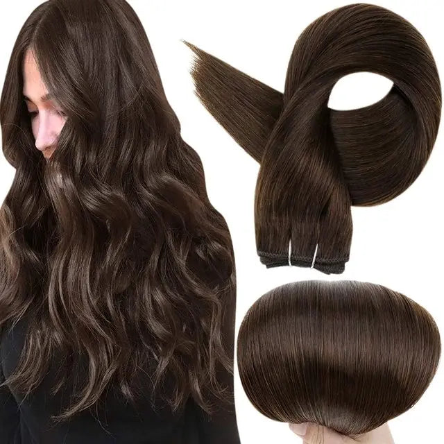 12A Grade Salon Quality Dark Brown #2 #4 #6 Color Full Soft Virgin European Human Hair Weft Hair Extension Bundles for White