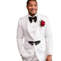 Jacquard Men' s Suit 2 Pieces Blazer Pants Tuxedo One Button Satin Sheer Lapel China Knot Business Work Wedding Groom Tailored