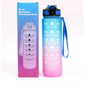 1l / 32oz Straw Strainer Filter Gym Flip Top Cover Drink Motivational Workout Water Bottle With Motivational Time Marker