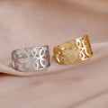 Myshape Bohemian Filigree Ring Women Stainless Steel Gold Color Finger Rings Vintage Aesthetic Jewelry Wedding Band Wholesale
